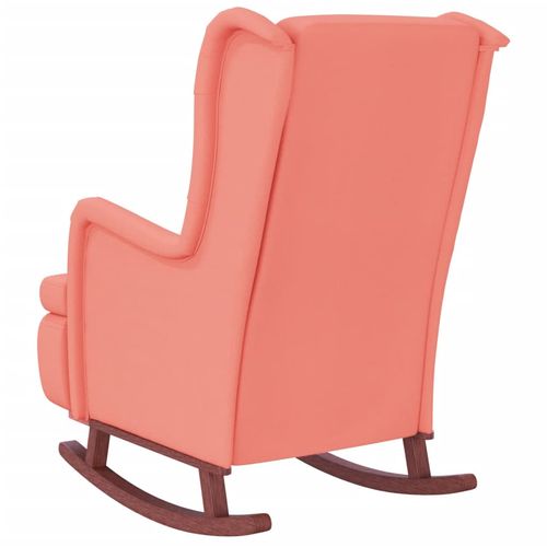 Fotelja s nogama za ljuljanje od kaučukovca ružičasta baršun slika 20