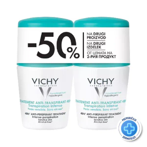 VICHY DEO-DUO ANTI-TRANSPIRANT INTENSE ROLL-ON, 48H, 2X50ML