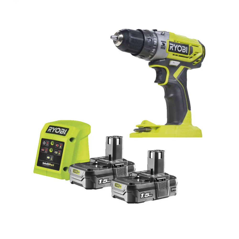 Ryobi - Akumulatorska udarna bušilica 18V ONE+ sa dvije baterije 1.5 Ah i punjačem R18PD2-215G slika 1