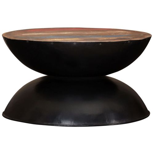 Stolić za kavu od obnovljenog drva s crnom bazom 60x60x33 cm slika 17
