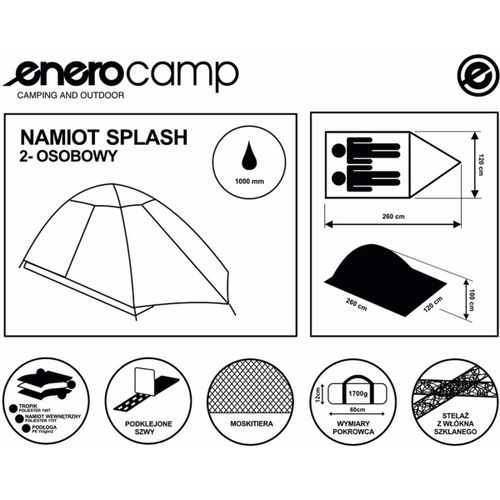 Enero Camp šator za 2 osobe 120 x 260 x 100 cm slika 7