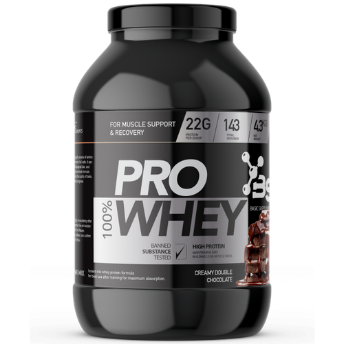 100% PRO WHEY 4.3KG BASIC SUPPLEMENTS -  Creamy Double Chocolate slika 1