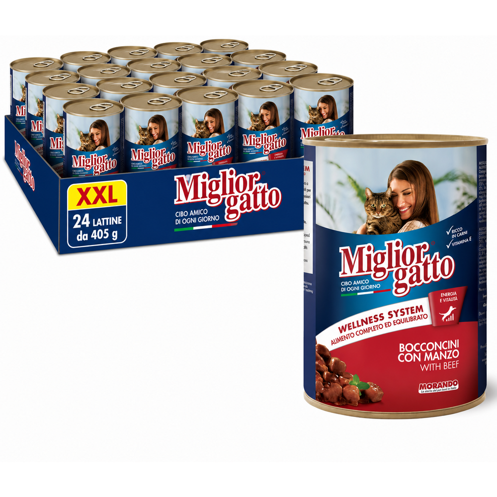 Miglior hrana za mačke u limenci, Govedina, 24x405 g, XXL slika 1