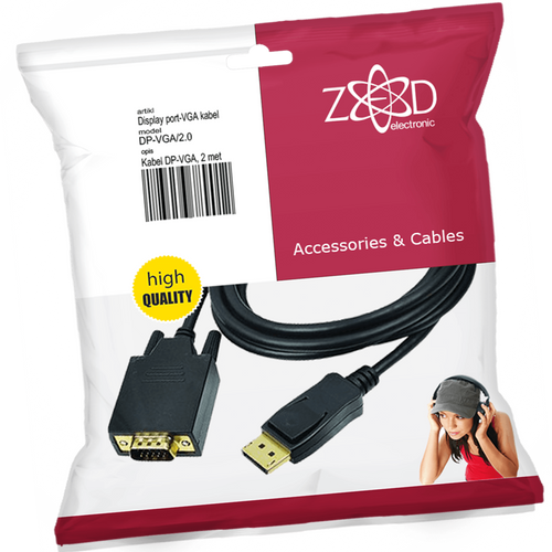 ZED electronic Kabel display port na vga, dužina 2.0 m - DP-VGA/2.0 slika 1