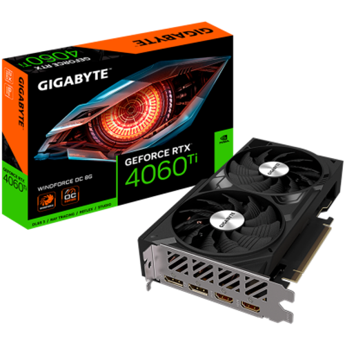 GIGABYTE Video Card NVIDIA GeForce RTX 4060 TI WINDFORCE 8G, GDDR6 8GB/128bit, PCI-E 4.0 x8, 2xHDMI, 2xDP, 1x8-pin, Retail slika 1