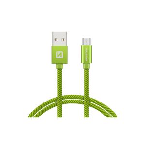 SWISSTEN kabel USB/microUSB, platneni, 3A, 1.2m, zeleni