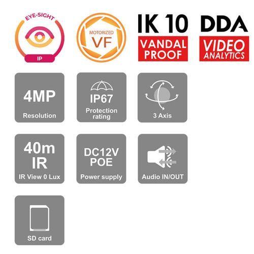 PROVISION-ISR IP Dome kamera 4MP, IR 40m, 2,8-12mm, DDA, IP67; IK1; PoE slika 4