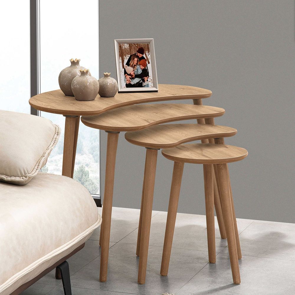 Nesting Table Moon - Set od 4 komada u boji hrasta slika 3