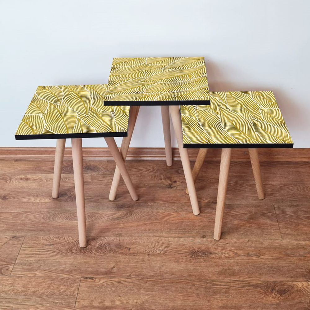 Nesting Table 3Shp239 - Set od 3 komada u žutoj i bijeloj boji slika 1