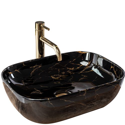 REA Nadgradni umivaonik Belinda Black Marble shiny slika 6