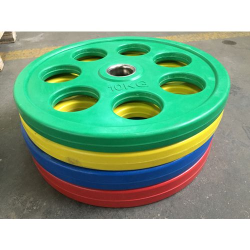 Olimpijski 7-grip gumirani disk uteg 5 kg/ф 51 mm slika 2