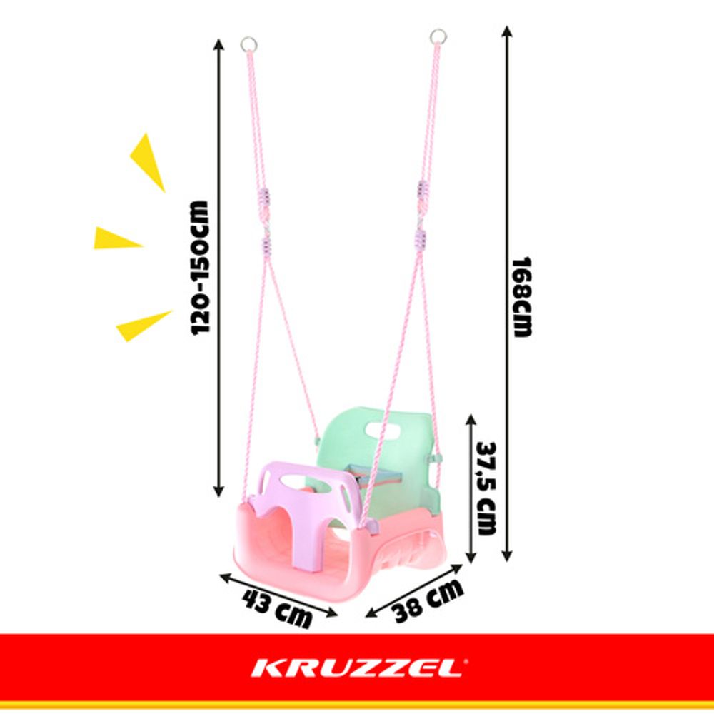 Kruzzel Kruzzel 3-u-1 pastelna dječja ljuljačka slika 4