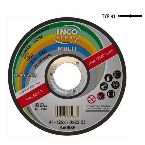 Incoflex univerzalna rezna ploča za metal / PVC / beton 125 x 1,6 mm Multi slika 1