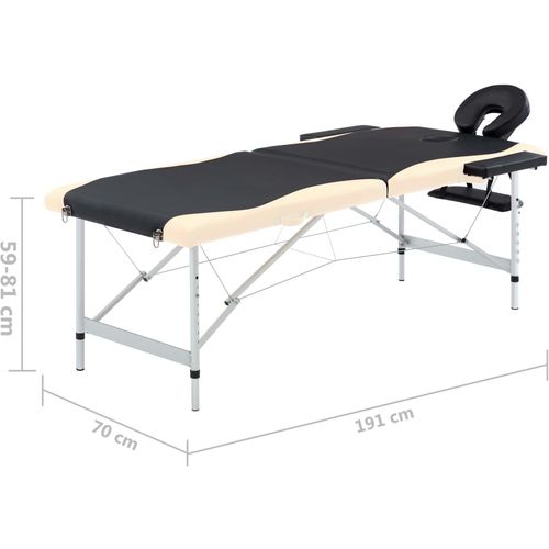 Sklopivi masažni stol s 2 zone aluminijski crno-bež slika 9