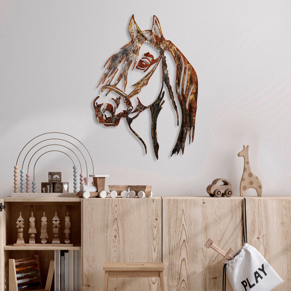 Decorative metal wall accessory Horse - 3, colour: multicolor slika 1