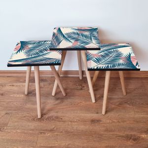 Nesting Table 3Shp208 - Set od 3 Stola u Bojama: Mornarsko Plava, Losos, Krema
