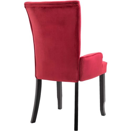 Blagovaonska stolica s naslonima za ruke crvena baršunasta slika 14