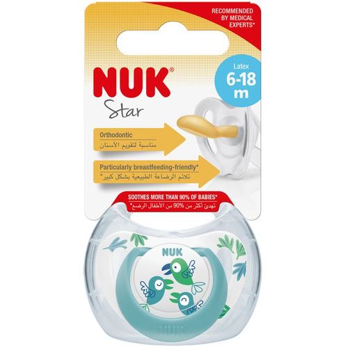 NUK Ortodontska duda varalica Star Latex 6-18mj, Ptice slika 2