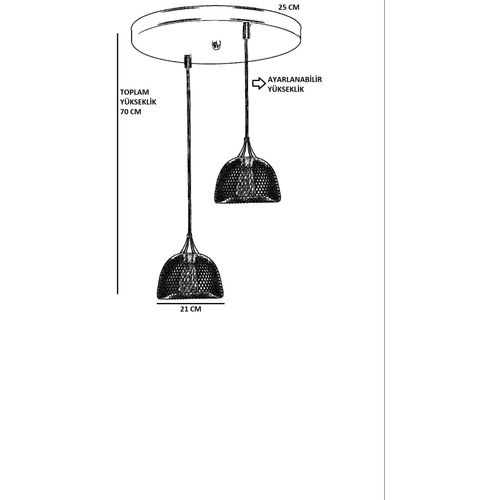 Nasa 2 Li Tepsili Siyah Sarkıt Black Chandelier slika 3