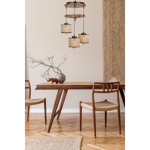 David 3 lü tepsili yanık rattan abajurlu sarkıt Vintage Chandelier