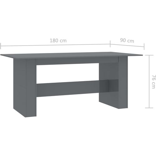 Blagovaonski stol visoki sjaj sivi 180 x 90 x 76 cm iverica slika 6