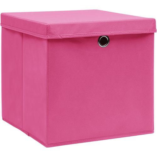 Kutije za pohranu s poklopcima 4 kom 28 x 28 x 28 cm ružičaste slika 9