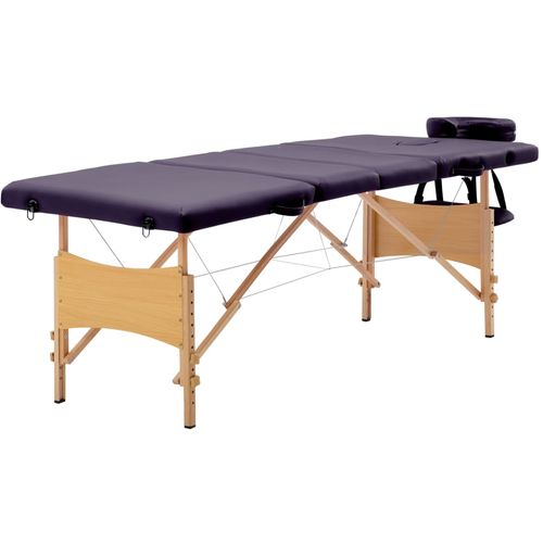Sklopivi masažni stol s 4 zone drveni ljubičasti slika 34