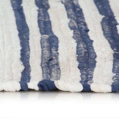 Ručno tkani tepih Chindi od pamuka 120 x 170 cm plavo-bijeli slika 4