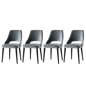 Açelya - Grey - 3 Grey Chair Set (4 Pieces)