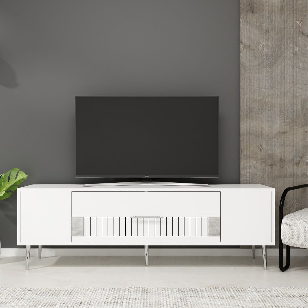 TV stalak Dekolp4, bijela i srebrna boja slika 1