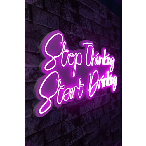 Wallity Ukrasna plastična LED rasvjeta, Stop Thinking Start Drinking - Pink slika 8