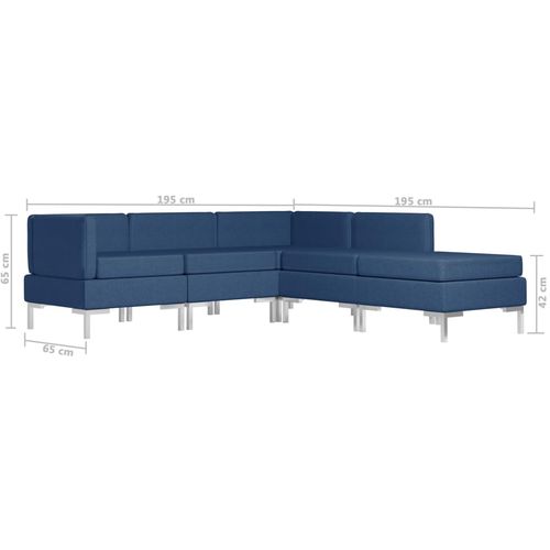 5-dijelni set sofa od tkanine plavi slika 14