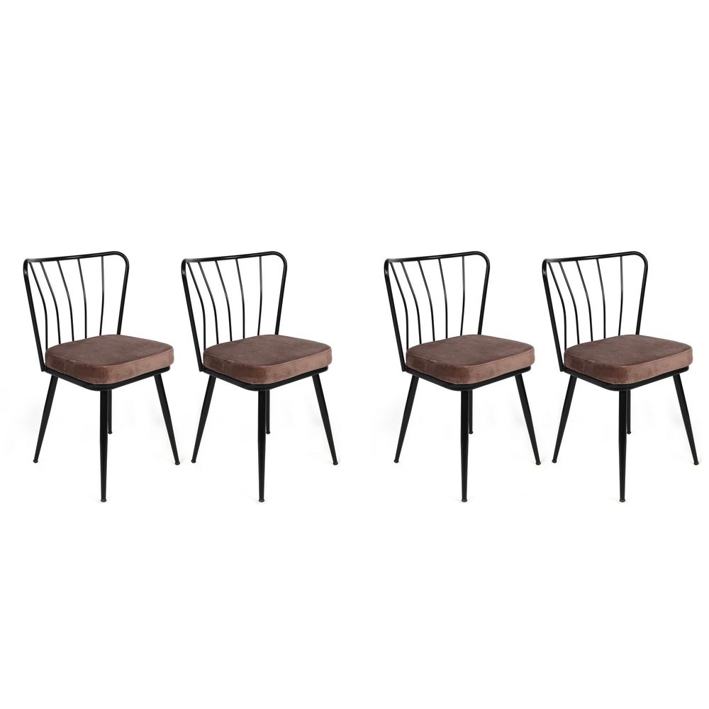 Yıldız-947 V4 Set Stolica Svijetlosmeđa i Crna (4 Komada) slika 1