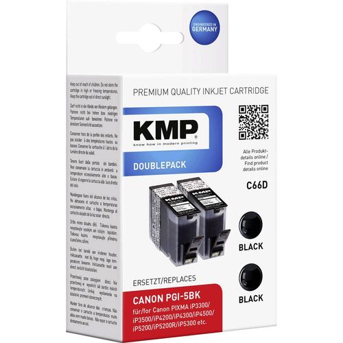 KMP tinta zamijenjen Canon PGI-5 kompatibilan 2-dijelno pakiranje crn C66D 1504,0021 slika 1