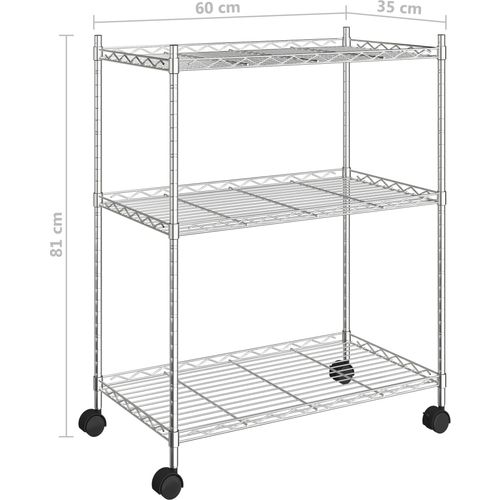 Stalak za pohranu s 3 razine 60 x 35 x 81 cm kromirani 150 kg slika 11