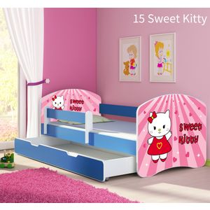 Dječji krevet ACMA s motivom, bočna plava + ladica 160x80 cm 15-sweet-kitty