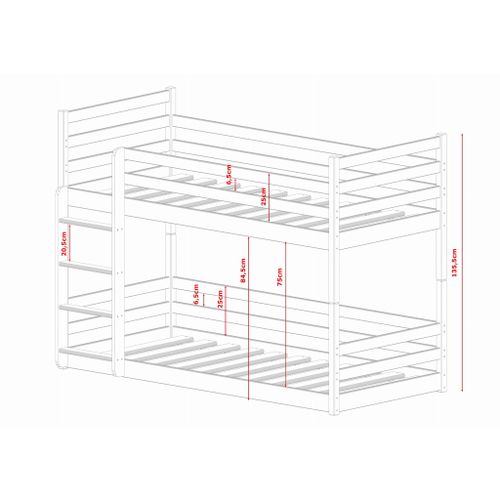 Drveni dječji krevet na kat Mini - bijeli - 160*80 cm slika 2