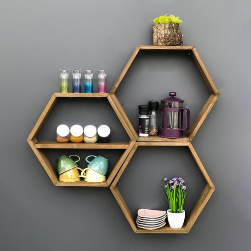 Hex004 Walnut Wall Shelf slika 2