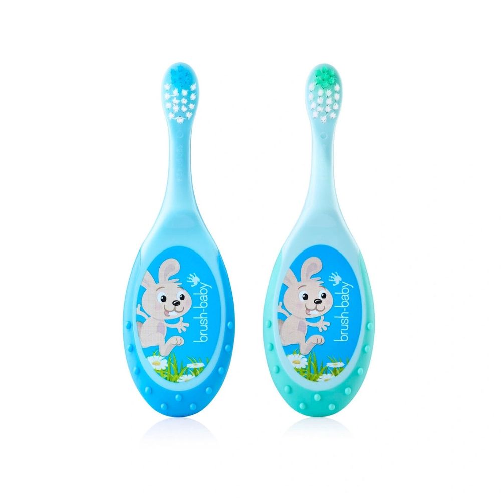 Brush-Baby Dječija četkica za zube FlossBrush 0-3 godine - Plava/Tirkiz, 2kom slika 1