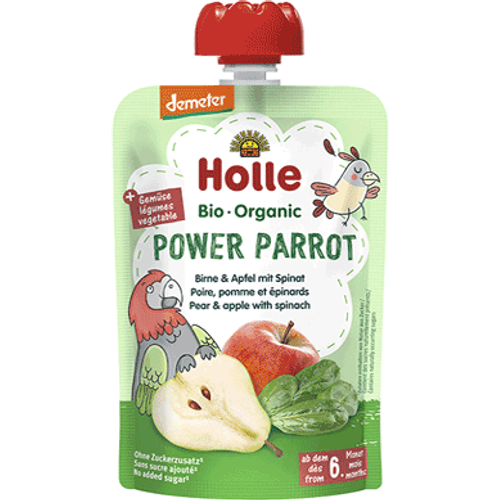 Holle Pire od kruške, jabuke i špinata  "Power parrot" - Organski 100g  slika 1