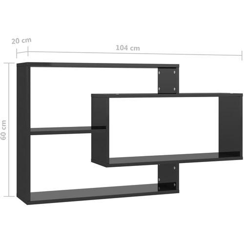 Zidne police visoki sjaj crne 104 x 20 x 58,5 cm od iverice slika 42