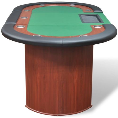Stol za Poker za 10 Igrača s Prostorom za Djelitelja i Držačem Žetona Zeleni slika 53