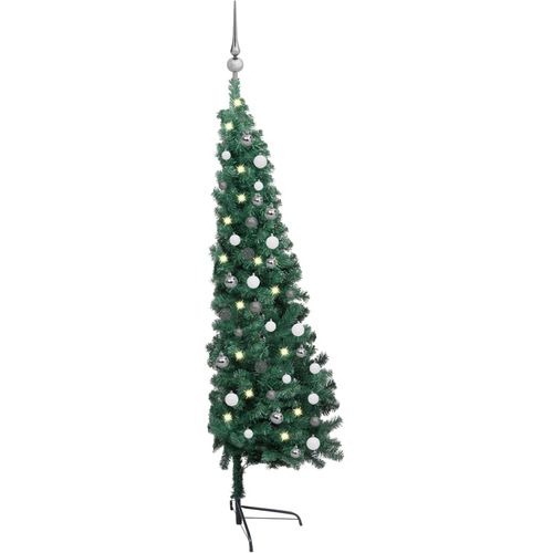 Umjetna polovica božićnog drvca LED s kuglicama zelena 150 cm slika 12