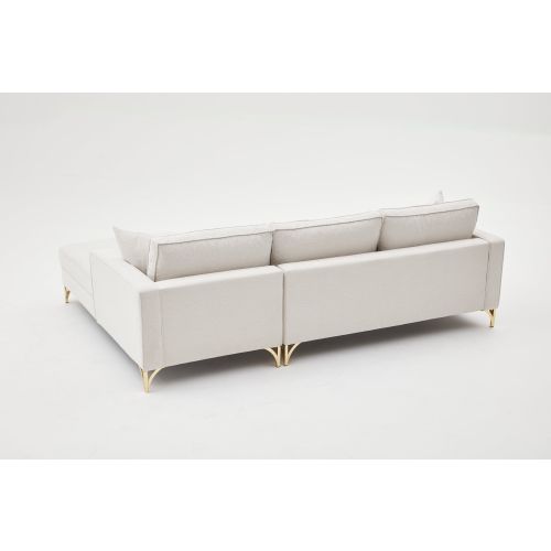 Atelier Del Sofa Kutna garnitura, Krem Zlato, Berlin Right - Cream, Gold slika 9