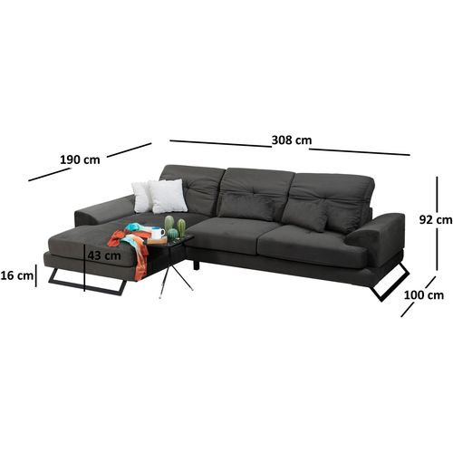 Ugaona Sofa Frido Corner Left (Chl+3R) u Antracit Boji slika 13