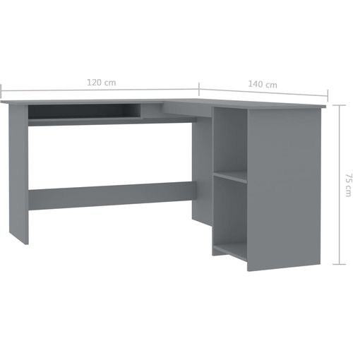 Kutni radni stol sivi 120 x 140 x 75 cm od iverice slika 6