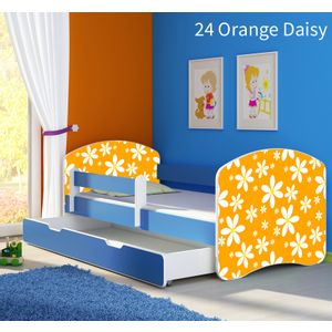 Dječji krevet ACMA s motivom, bočna plava + ladica 180x80 cm - 24 Orange Daisy