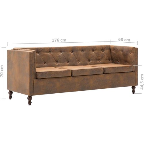 2-dijelni set sofa Chesterfield s presvlakom od tkanine smeđi slika 9