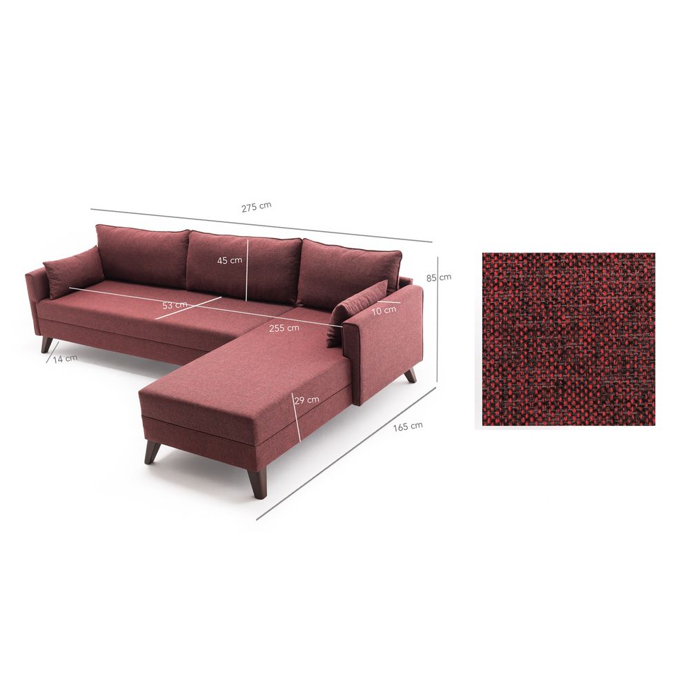 Bella Ugaona Sofa Desna - Grimizno Crvena slika 7