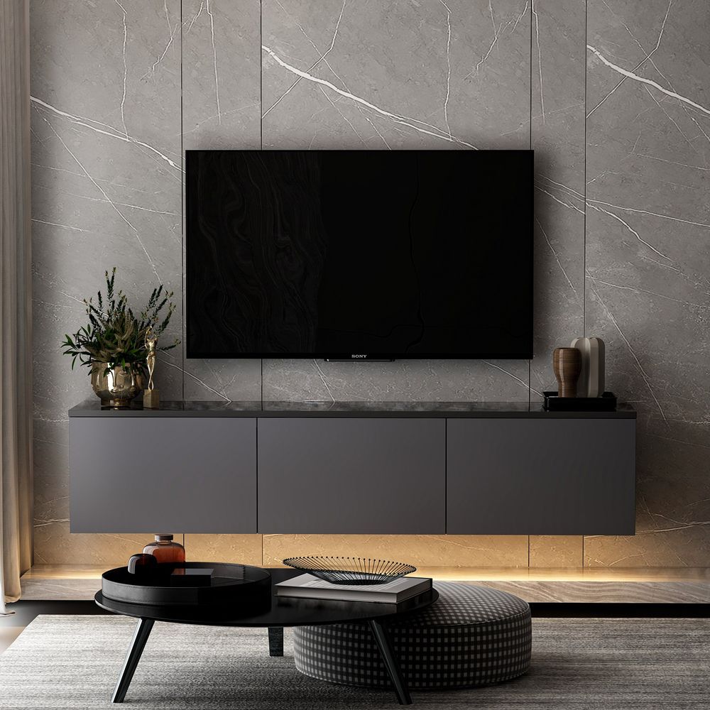 TV stalak "Neon", osvijetljeni, boja tamno siva / antracit slika 4